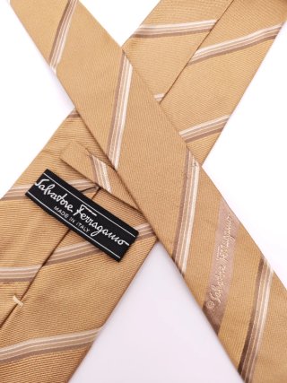 Corbata Salvatore Ferragamo Seda Vintage Dorada