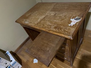 Escritorio + silla  Fanlo madera mediados siglo XX