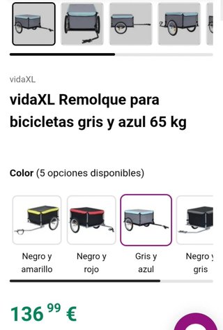 vidaXL Remolque para bicicletas gris y azul