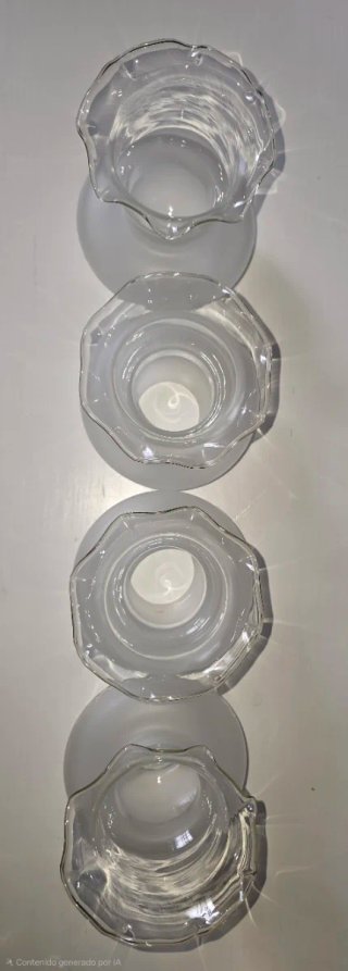 Juego de 4 tulipas antiguas de cristal esmerilado.