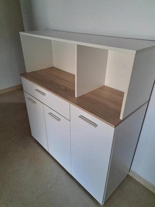 Mueble Auxiliar de Cocina Blanco y Madera