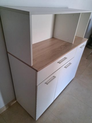 Mueble Auxiliar de Cocina Blanco y Madera