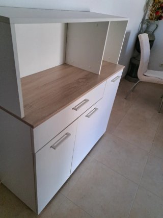 Mueble Auxiliar de Cocina Blanco y Madera