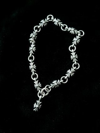 Pulseira Chrome Hearts Estilo Gótico com Cruz