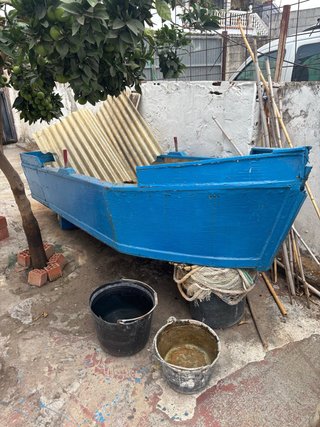 Barco de madera azul negociable 3 metros