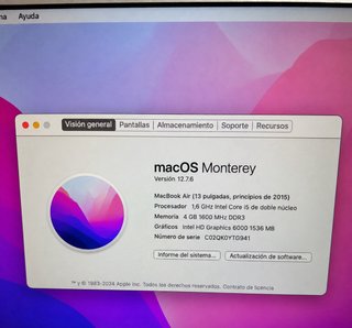 MacBook Air 13” 2015 · i5 · 256GB SSD · 4GB RAM