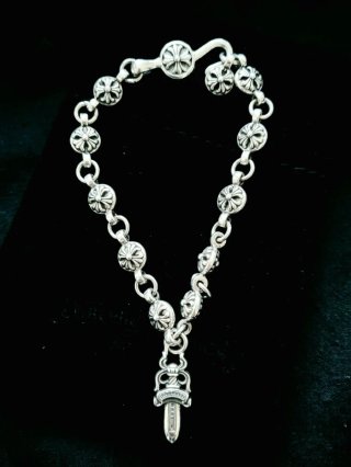 Pulseira Chrome Hearts Estilo Gótico com Adaga