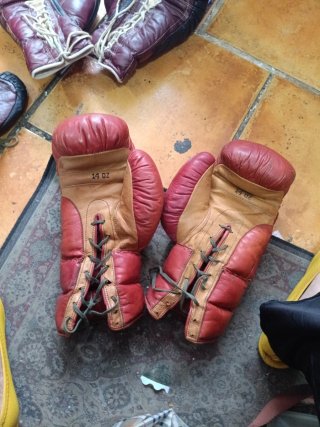 Guantes de Boxeo Rojos con Cordones