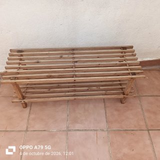 carrito de cocina y banco zapatero bajo de madera