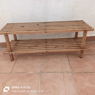 carrito de cocina y banco zapatero bajo de madera
