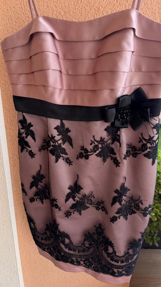 Traje Sonia Peña fiesta rosa y negro T.M
