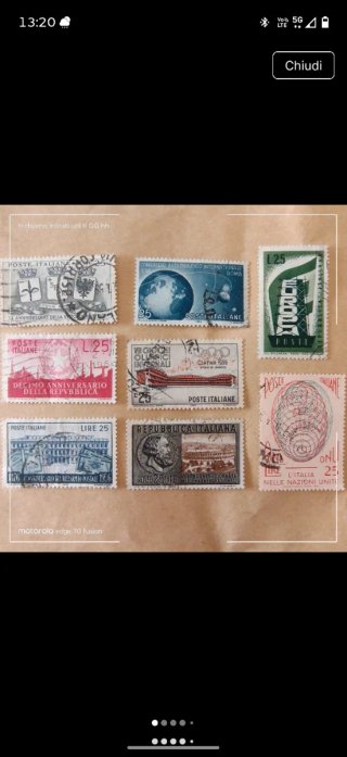 8 Francobolli Italia Usati 1956
