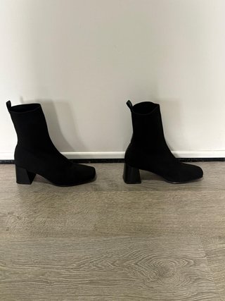 Botines Calcetín Negros Talla 38 Tacón Ancho