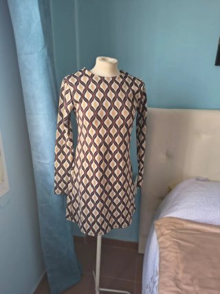 Vestido corto geométrico retro Zara M nuevo