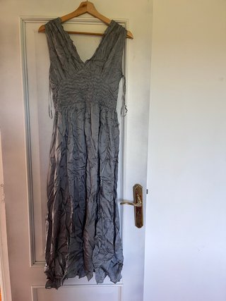 Vestido Zara Gris Talla XS Raso Fiesta
