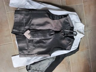 Traje de Novio Negro y Gris