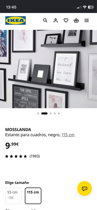 Estante para cuadros IKEA negro 115 cm