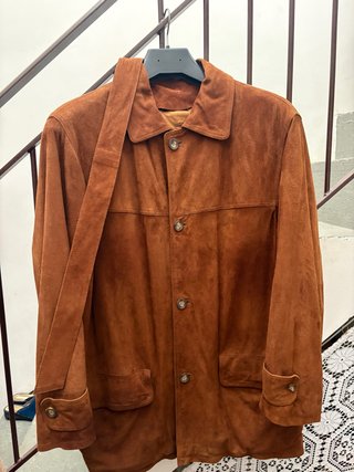 Giacca Vintage Pelle Scamosciata Marrone