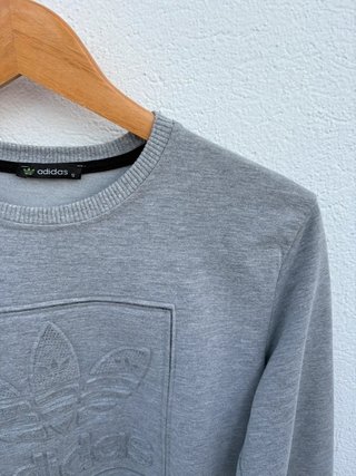 Sudadera Adidas Logo en Relieve Gris Talla S