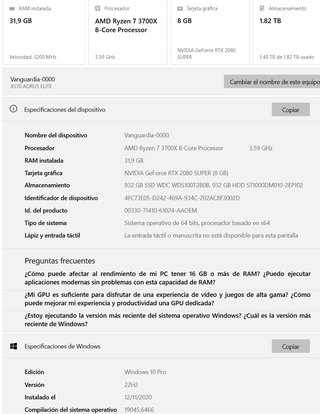 PC gama Media-Alta, 8 proc 32 GB RAM
