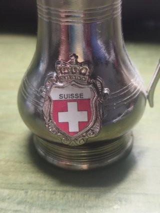 Mini jarra peltre Suiza vintage