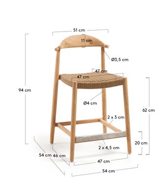 Set di 2 Sgabelli Nina kave home in Legno Massello