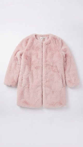Abrigo de pelo sintético rosa