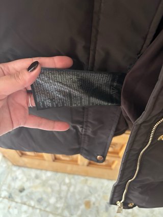 Plumífero Zara marrón chocolate con Capucha