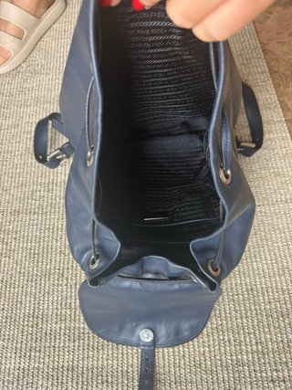 Mochila Prada Piel Azul Marino Vintage