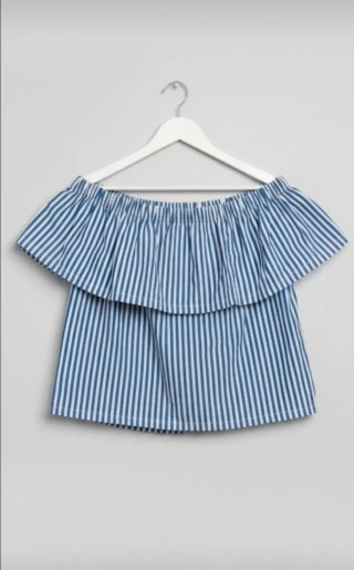 Top de rayas escote Bardot H&M