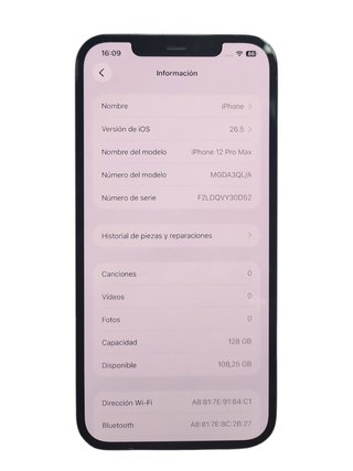 iPhone 12 Pro Max 128GB 100% Batería Azul 5G