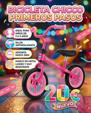 Bicicleta Chicco Primeros Pasos Rosa