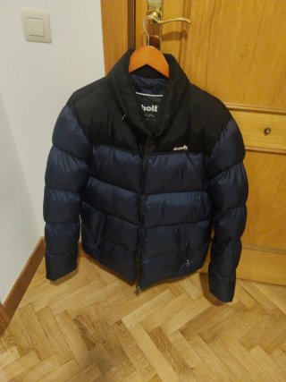 Chaqueta Schott plumífero azul y negro XL