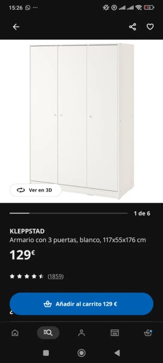 Armario Ikea Kleppstad Blanco