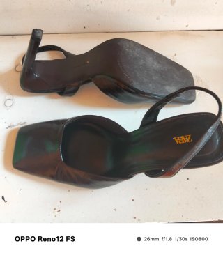 Zapatos charol Zara chocolate tacón slingback