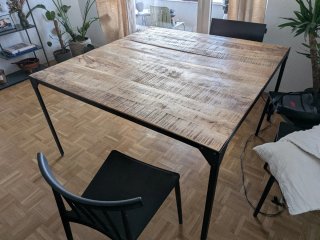 Mesa de comedor madera y metal -140 x140