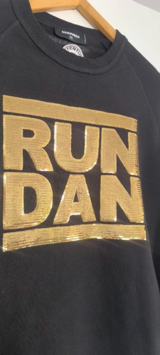 RUN DAN Sudadera Negra XXL Lentejuelas Icon hombre