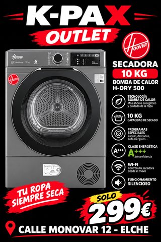 Secadora Hoover 10kg Bomba de Calor