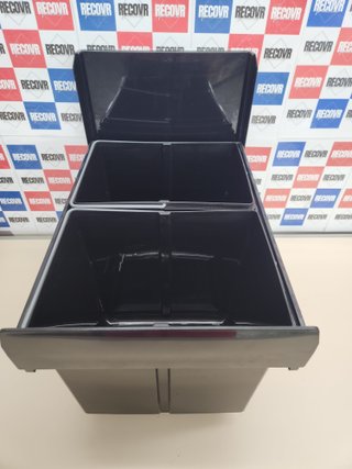 Cubo de Basura 2 Compartimentos, Papelera Cocina Extraíble Bajo Fregadero, 2x15 L, 35,1 x 34,3 x 48 cm, Negro Relaxdays