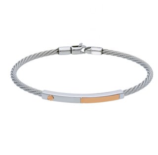 Brazalete de Acero y Oro Rosa 18K