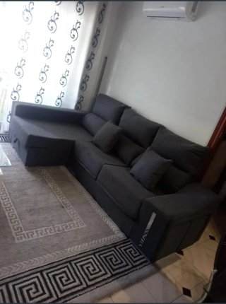 Sofá Chaiselonngue gris de tela