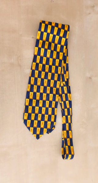 Cravatta Uomo Fantasia Geometrica Blu Giallo