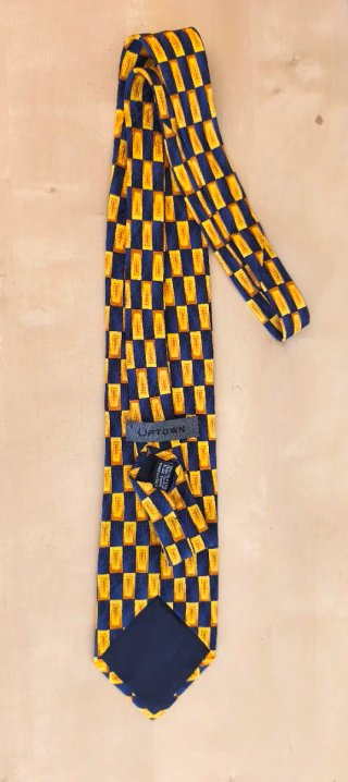 Cravatta Uomo Fantasia Geometrica Blu Giallo