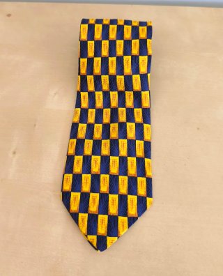 Cravatta Uomo Fantasia Geometrica Blu Giallo