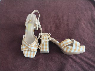 Sandalias de tacón cuadros Vichy