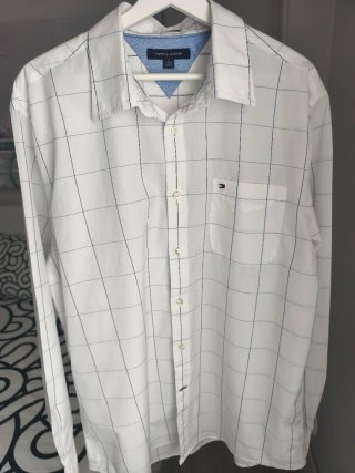 Camisa Tommy Hilfiger Cuadros Azul y Blanco