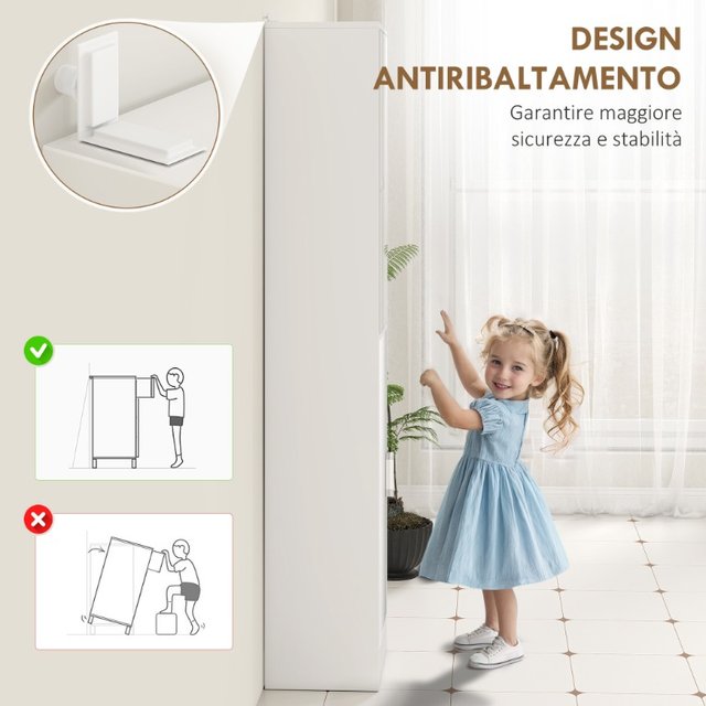 Mobile Colonna Bagno in Legno a 5 Ripiani con Anta