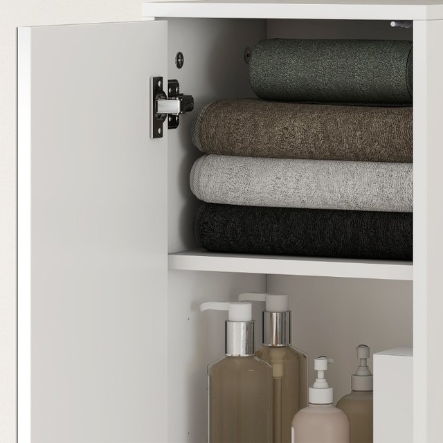 Mobile Colonna Bagno in Legno a 5 Ripiani con Anta