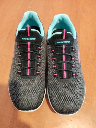 Zapatillas Skechers Mujer Gris y Rosa