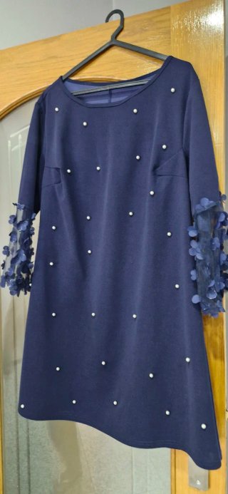 Vestido de Festa Azul Marinho com Pérolas